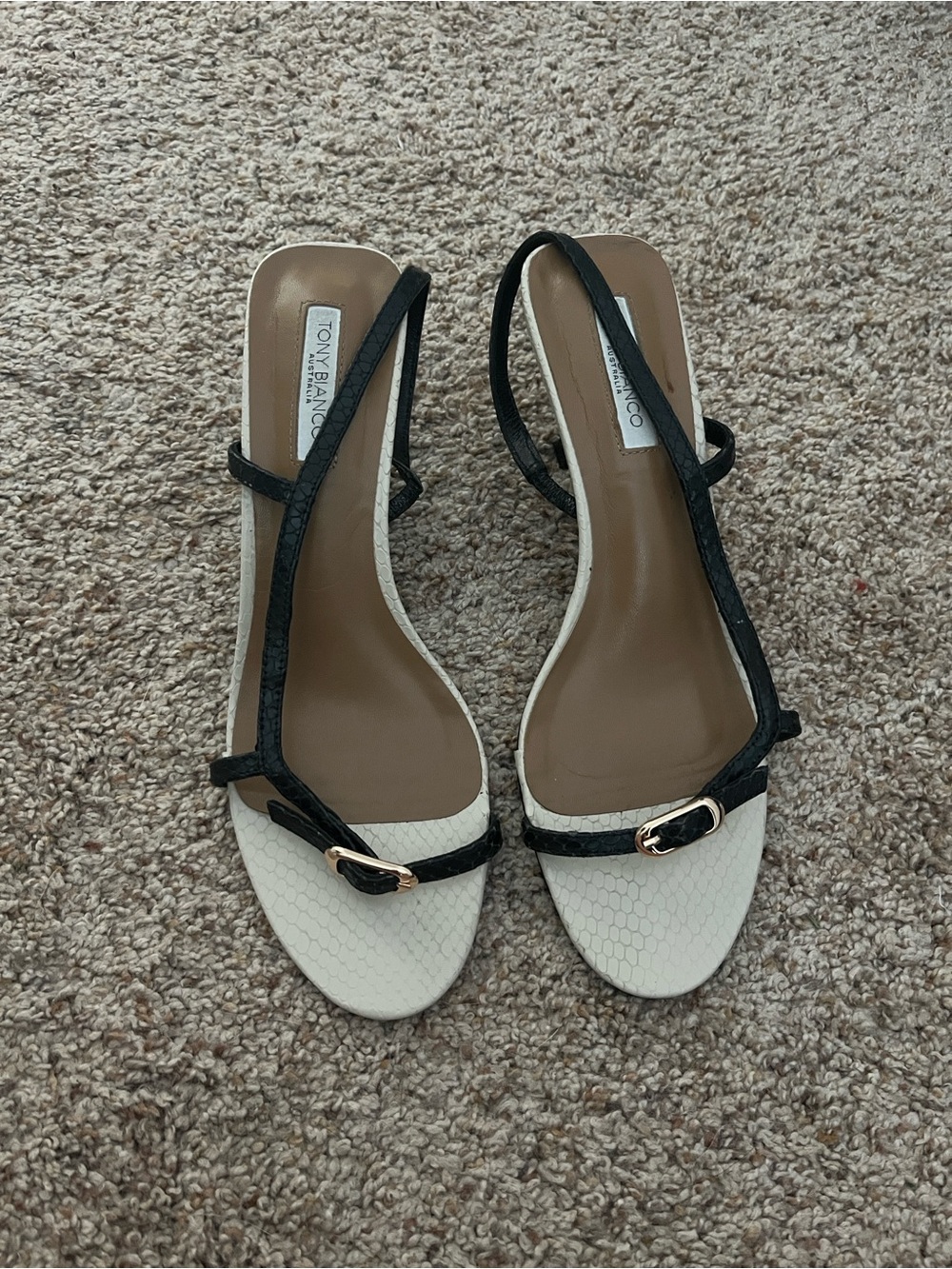 Tony Bianco Black and Cream Kitten Heels